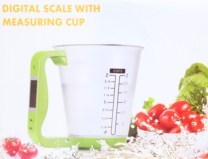 Hostweigh Measuring Cup Kitchen Scales Digital Beaker Libra Electronic Tool Scale with LCD Display Temperature Measurement Cups