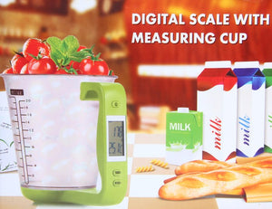 Hostweigh Measuring Cup Kitchen Scales Digital Beaker Libra Electronic Tool Scale with LCD Display Temperature Measurement Cups