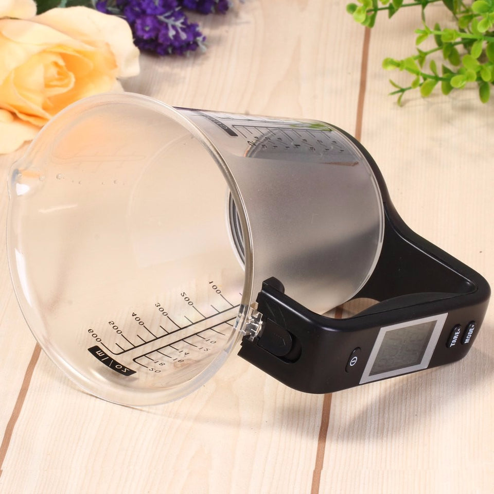 Hostweigh Measuring Cup Kitchen Scales Digital Beaker Libra Electronic Tool Scale with LCD Display Temperature Measurement Cups