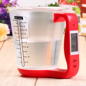 Hostweigh Measuring Cup Kitchen Scales Digital Beaker Libra Electronic Tool Scale with LCD Display Temperature Measurement Cups