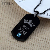 High Grade  Couple Necklaces Her King & His Queen Stainless Steel Tag Pendant Necklace For Lovers Valentine's Day Gift