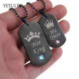 High Grade  Couple Necklaces Her King & His Queen Stainless Steel Tag Pendant Necklace For Lovers Valentine's Day Gift