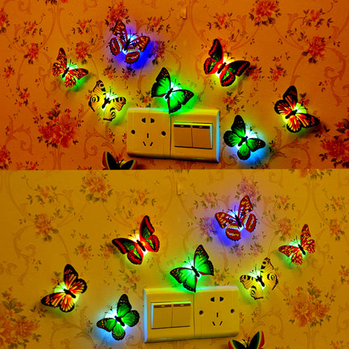 Newest  Creative Colorful Butterfly LED Night Light Beautiful Home Bedroom   Decorative Wall Night Lights Color Random