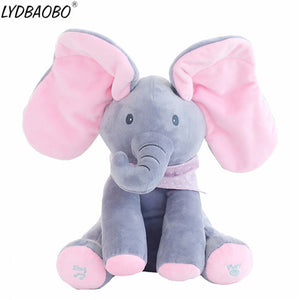 1PC 30cm Peek A Boo Elephant & Bear Stuffed Animals&Plush Doll Play Music Elephant Educational Anti-stress Toy Gift For Children