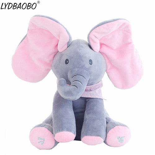 1PC 30cm Peek A Boo Elephant & Bear Stuffed Animals&Plush Doll Play Music Elephant Educational Anti-stress Toy Gift For Children