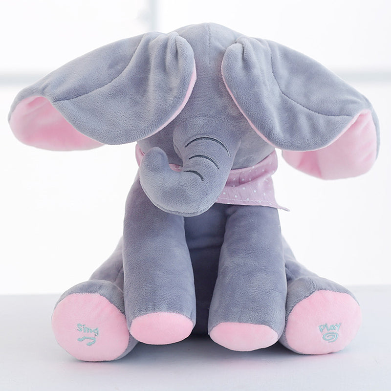 1PC 30cm Peek A Boo Elephant & Bear Stuffed Animals&Plush Doll Play Music Elephant Educational Anti-stress Toy Gift For Children