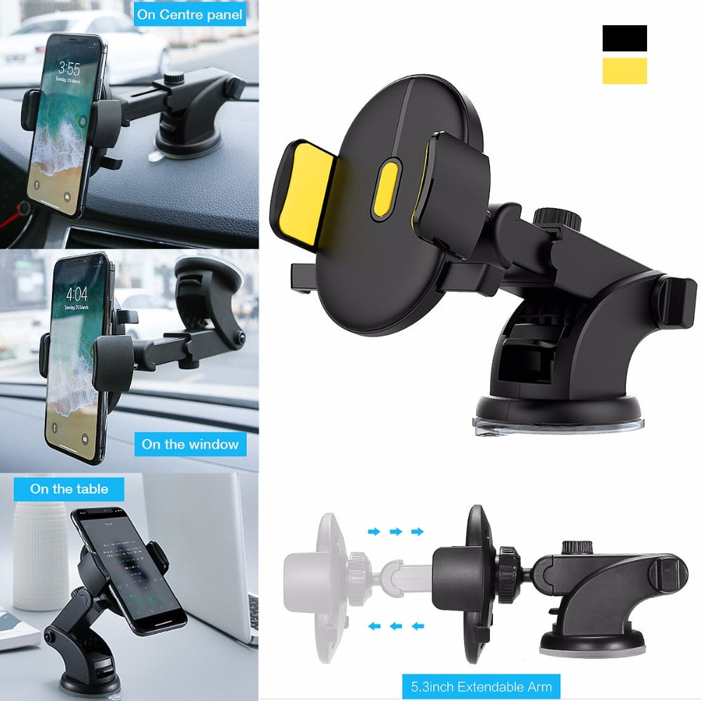 Universal Car Phone Holder Bracket Auto Interior Adjustable Automatically Locking Phone Holder Mount Windshield Accessories