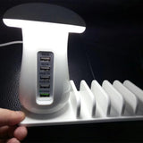 Desktop Charge 5 Ports USB Travel Multifunction Fast Charging Station Portable Office Mushroom LED Light Charger