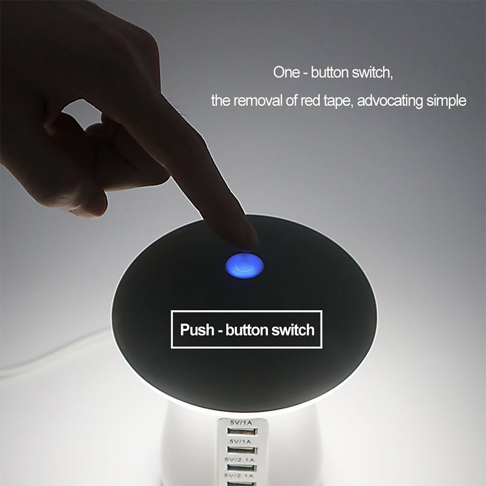 Desktop Charge 5 Ports USB Travel Multifunction Fast Charging Station Portable Office Mushroom LED Light Charger